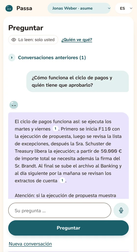 Captura: Passa responde en el móvil a la pregunta de quien llega, con pasos y fuentes